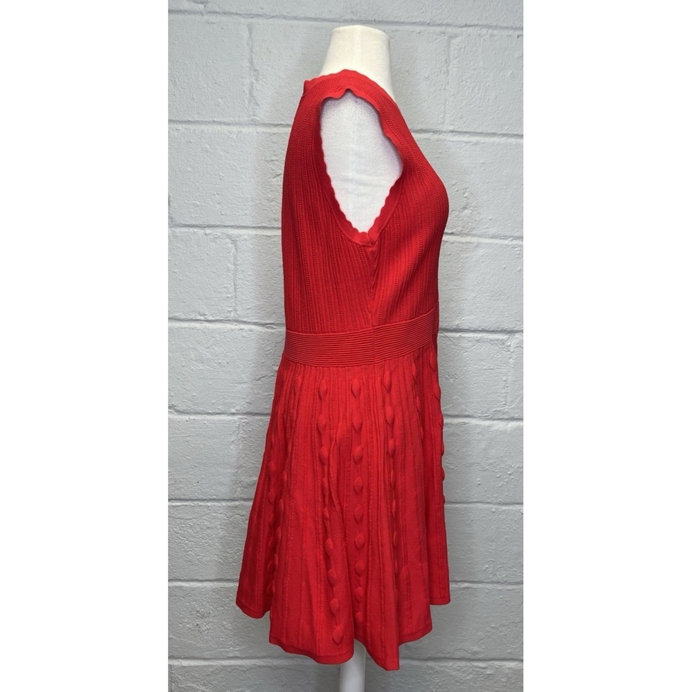 NWT Ted Baker Kamylia Knit Skater Dress 5 Red Career Interview Textured Stretch - Picture 5 of 15